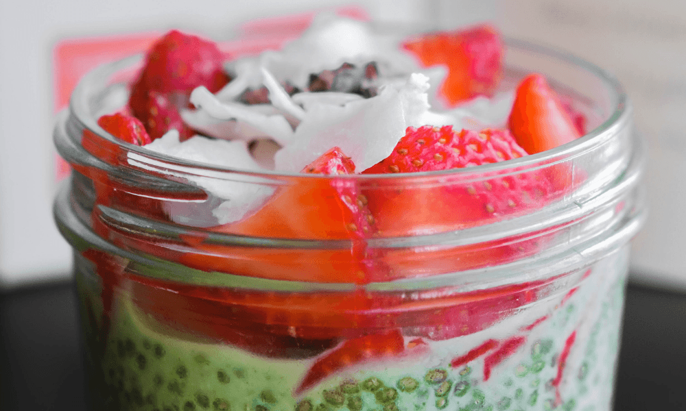 Strawberry Matcha Chia Pudding