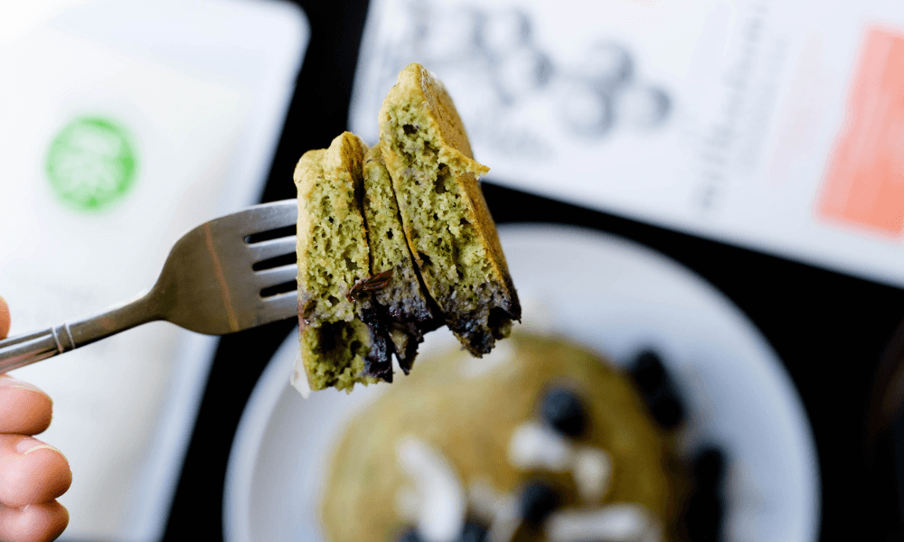 Blueberry Matcha Pancakes