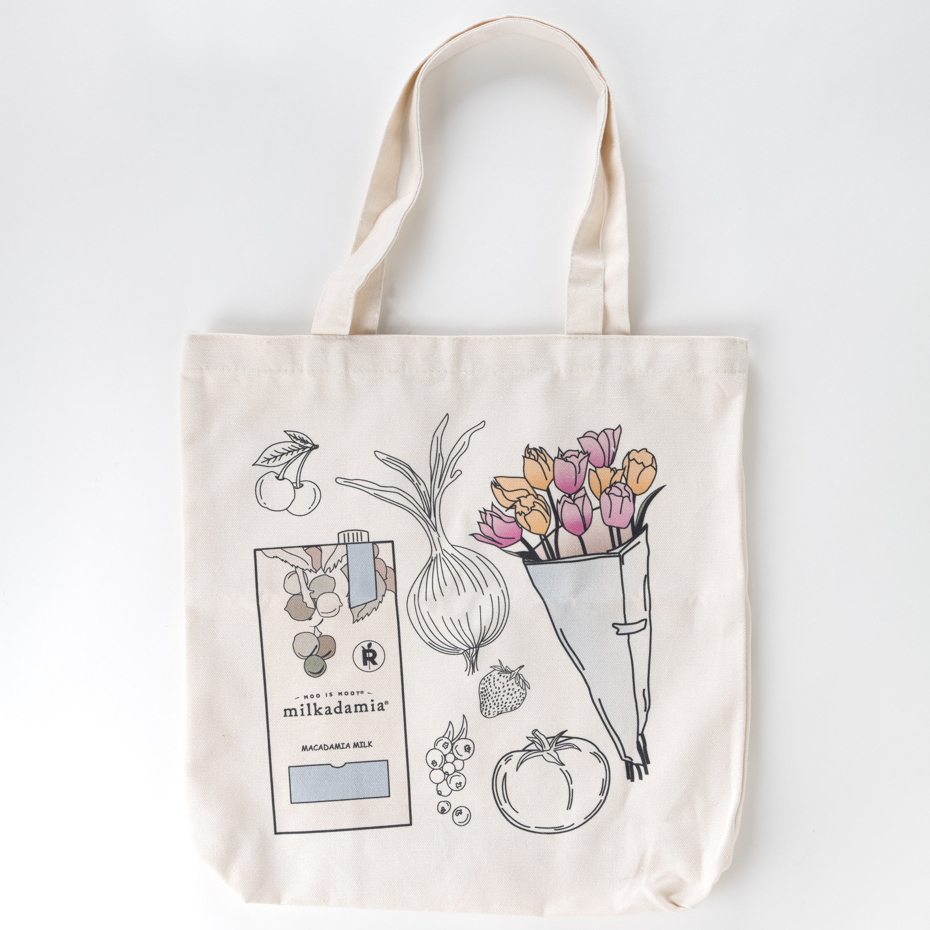 Milkadamia sweet holiday gift box signature Milkadamia tote bag with artwork