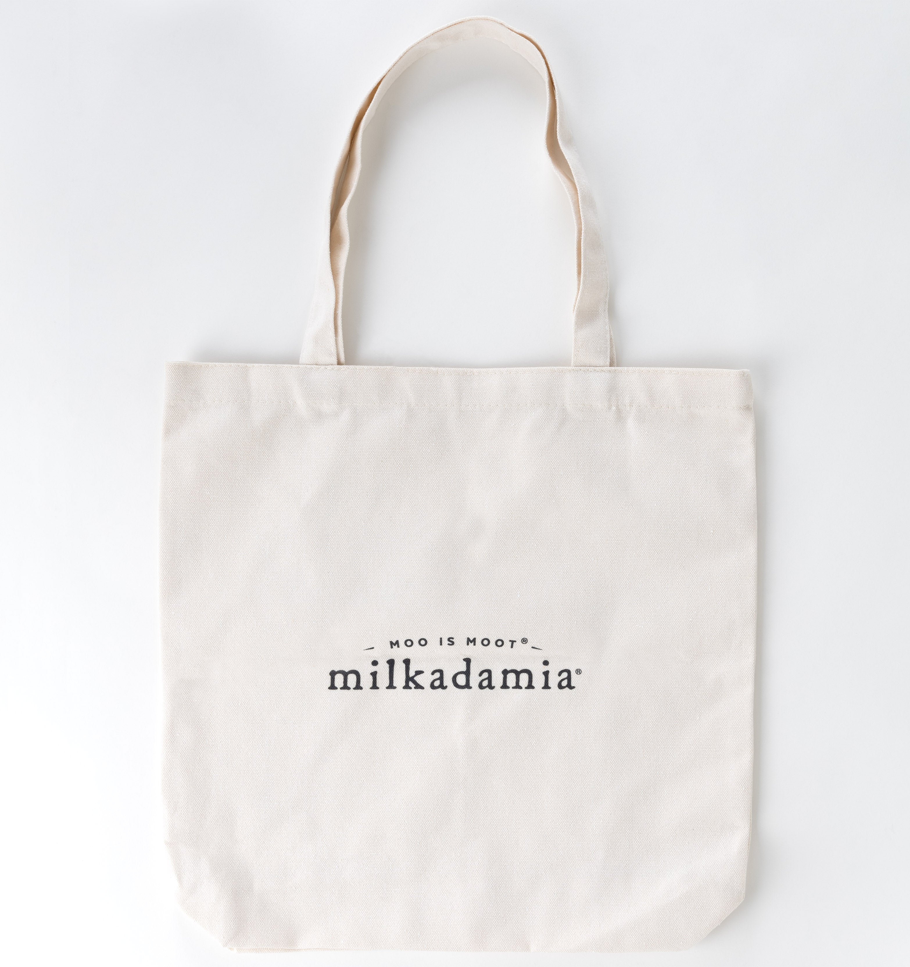 Signature Milkadamia tote bag with Milkadamia logo